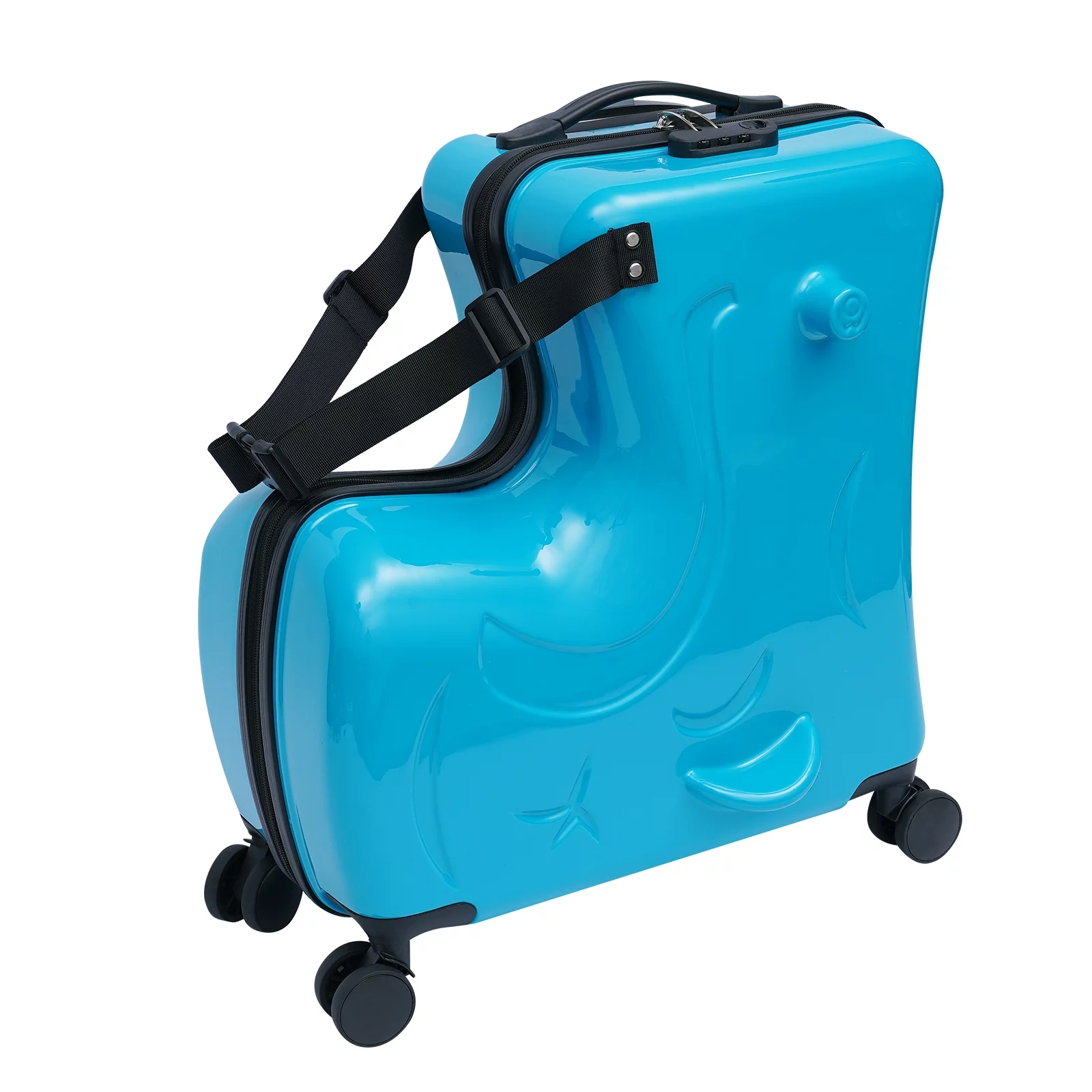 Anqidi 20" Kids Ride On Suitcase Hard Luggage Suitcase Horse-Shape Children Trolley Baggage Travel Case Waterproof with Universal Double-Row Wheels