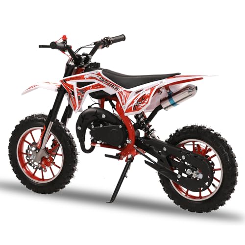 Mini Dirt Bike, 50 CC Gas Powered Mini Bike 2 Stroke, Off Road Motorcycle for Kids and Adult, Kids Dirt Bike with Front & Rear Disc Brakes