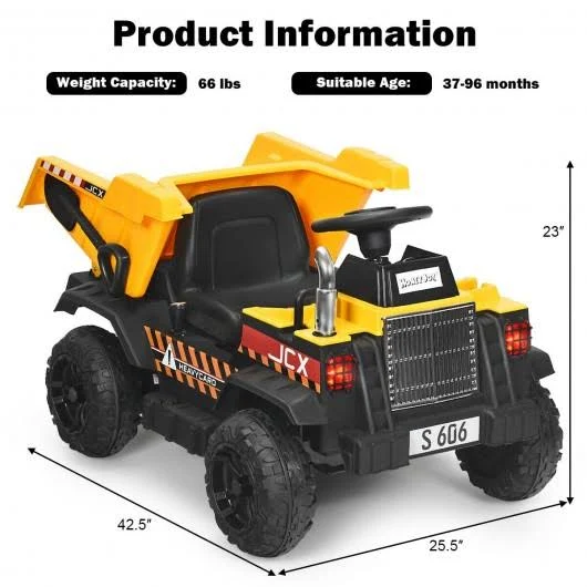 12V Battery Kids Ride on Dump Truck with Electric Bucket