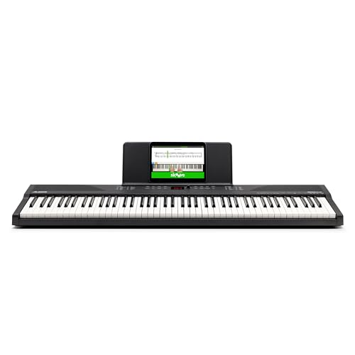 Alesis 88 Key Keyboard Piano with 480 Sounds, Speakers, USB MIDI, Carry-Bag, Stand, Headphones, Pedal and Piano Lessons for Beginners