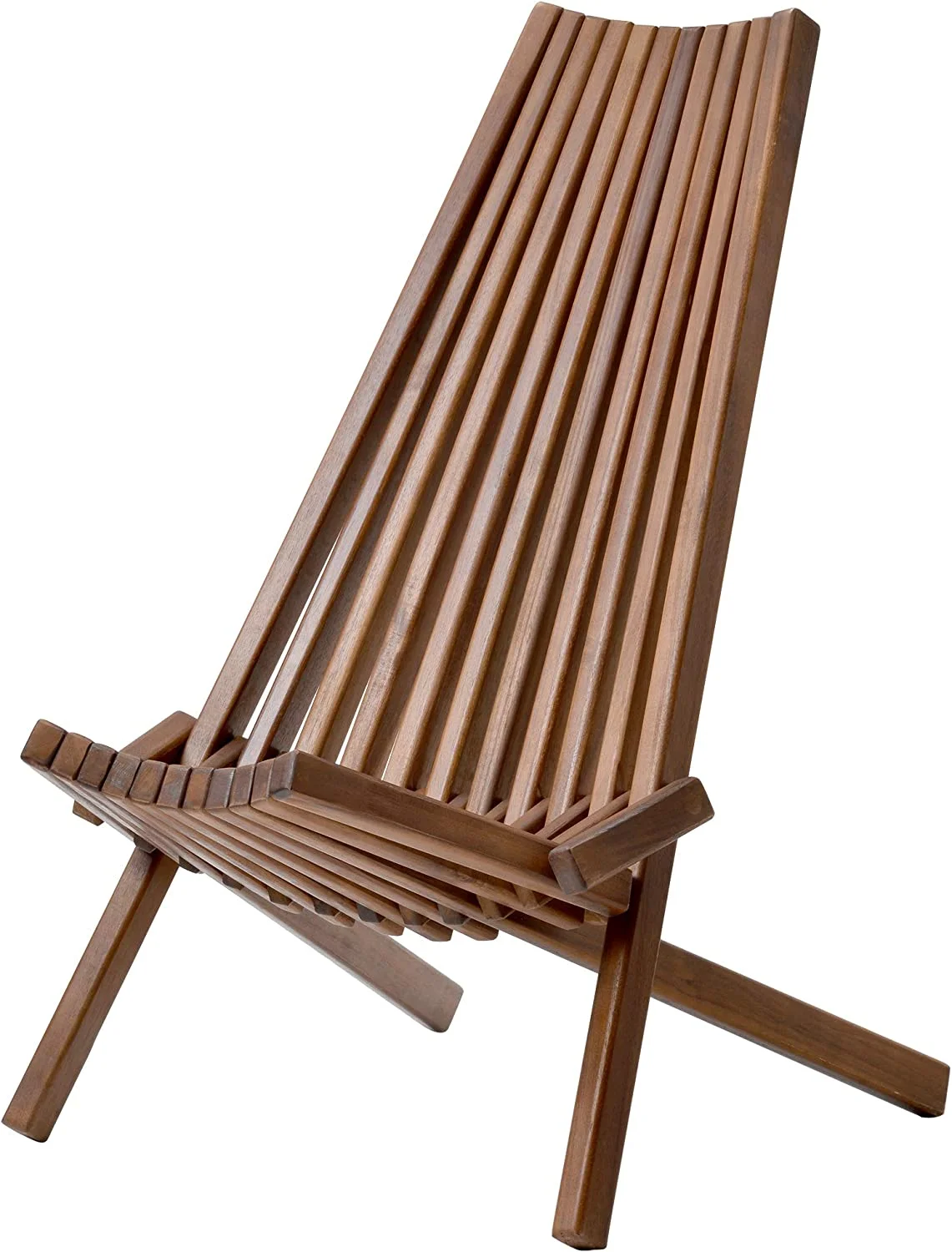 Patio Natural Lounge Chairs Outdoor Folding Wood Chair, Foldable Low Profile Acacia Wood Lounge Chair Perfect for Patio Garden Deck