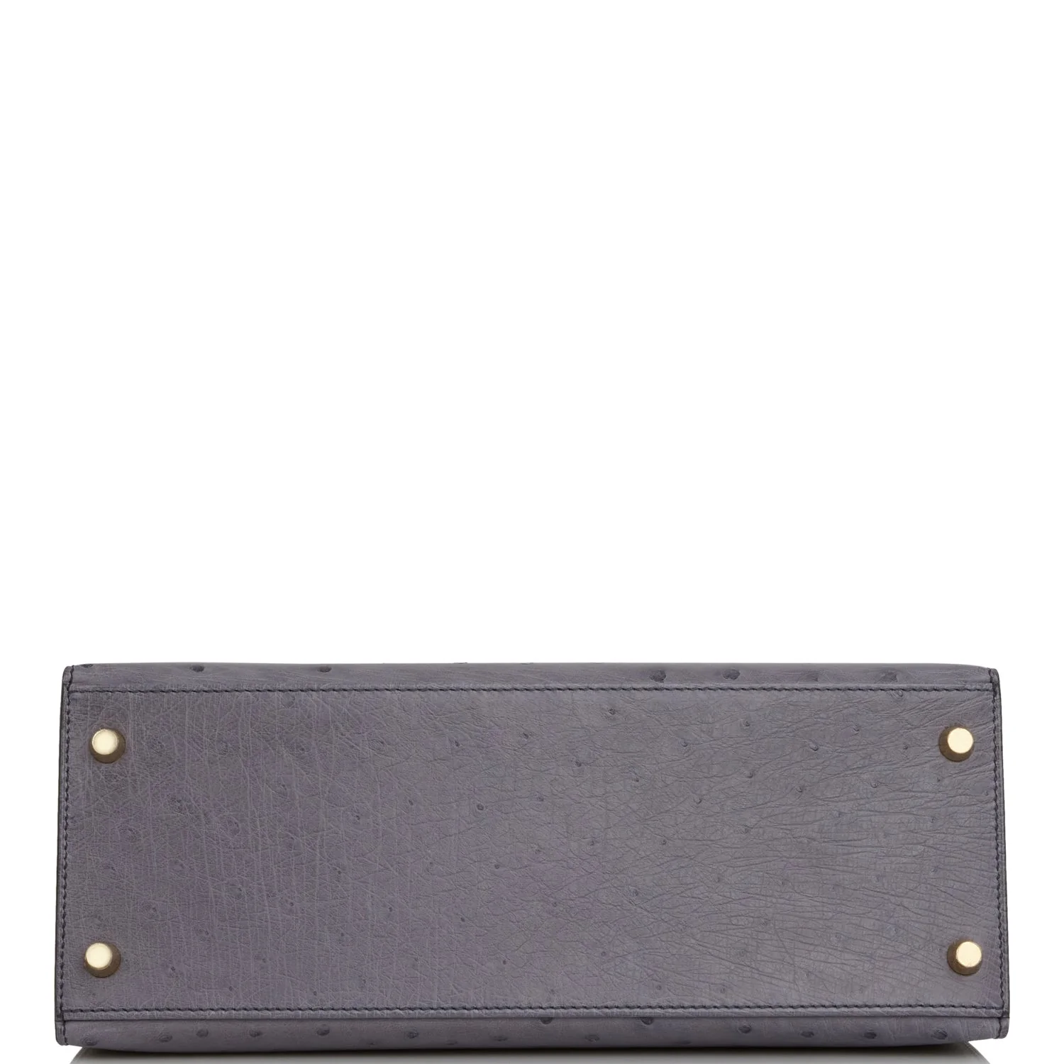 Hermes Special Order (HSS) Kelly Sellier 28 Gris Agate and Gris Perle Ostrich Brushed Gold Hardware