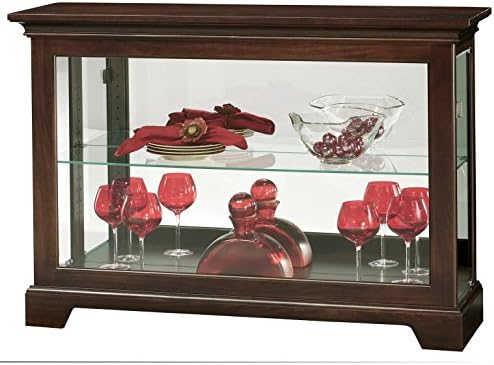 Howard Miller Underhill Console Curio Cabinet 680-533 – Cherry Bordeaux Finish, Home Decor, One Glass Shelf, Two Level Display Case
