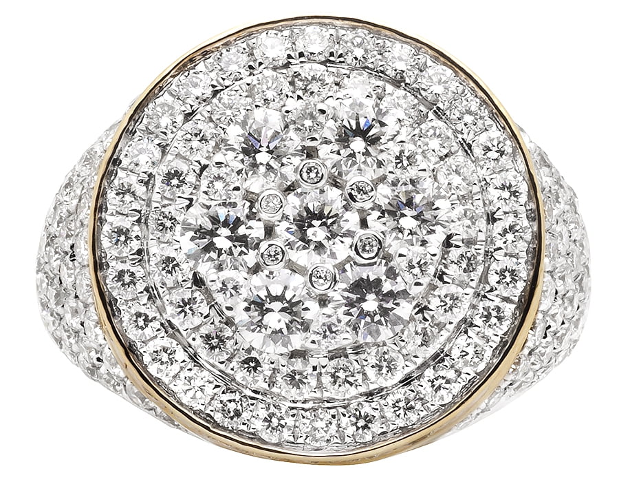 Men's Yellow Gold 10K 3D Round Cluster Real VS Diamond Pinky Ring 4.65 ct