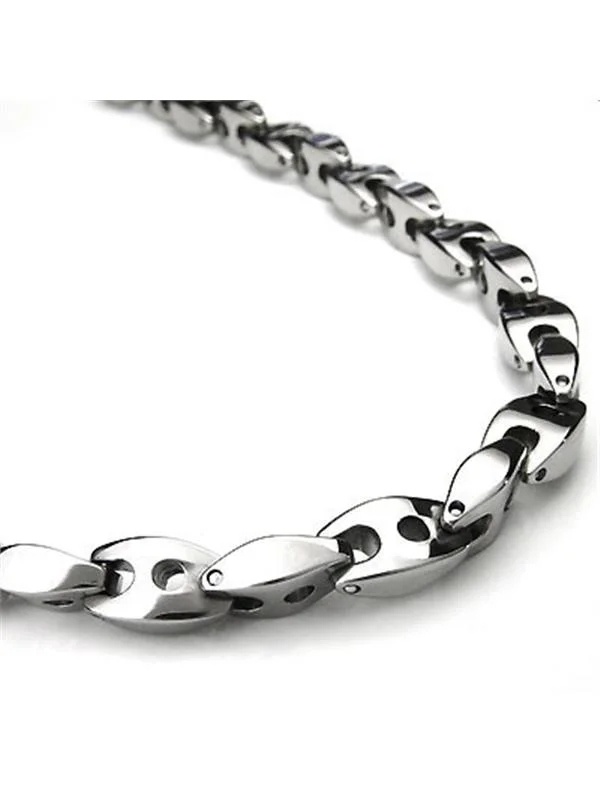 Titanium Kay Titanium Men's 7mm High Polish Finish Chrome Color Link Necklace Chain 24"