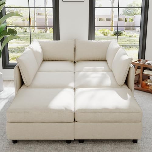 Oversized Modular Storage Sectional Sofa Customizable Seating Group Sofa&Couch Convertible Sleeper Sofabed with Movable Ottomans and Seat