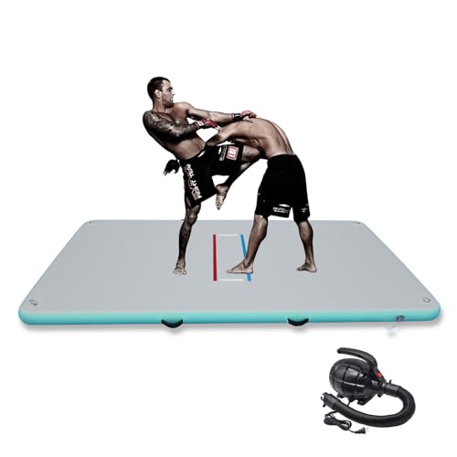 Inflatable Wrestling Mat for Adults/Kids - Thicken PVC Grappling Mat with Air Pump, Portable MMA/BJJ/Judo/Gymnastics Training Mat (5FT/10FT)