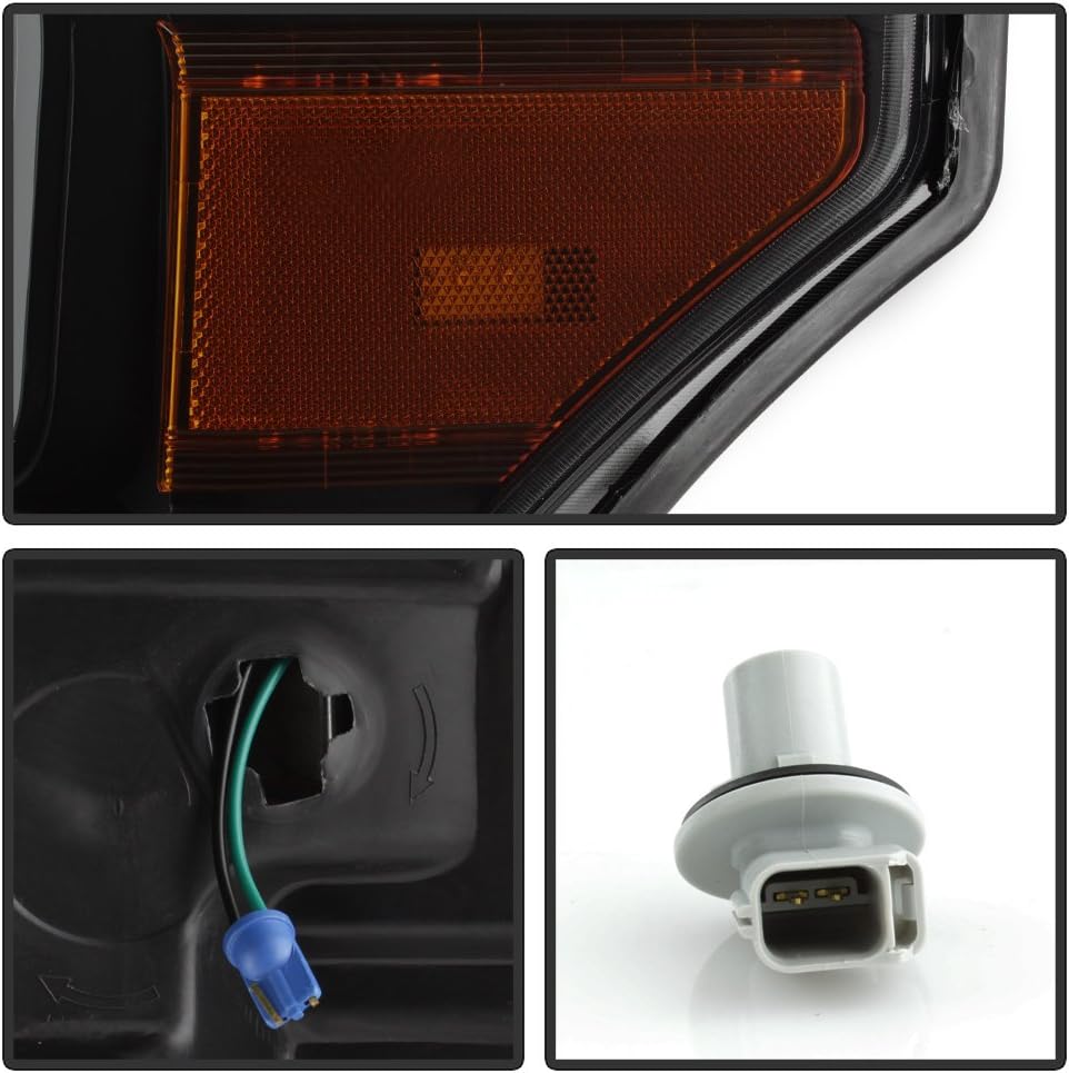 ACANII - For Black Smoke 2011-2016 Ford F250 F350 SuperDuty LED DRL Tube Projector Headlights Driver + Passenger Side