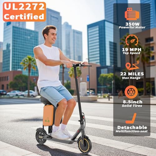 E Scooter for Adults 19-22 MPH 350/500W Motor 281/441Wh Battery,8.5"/10" Tires,Motorized Scooter Up to 22 Miles Range