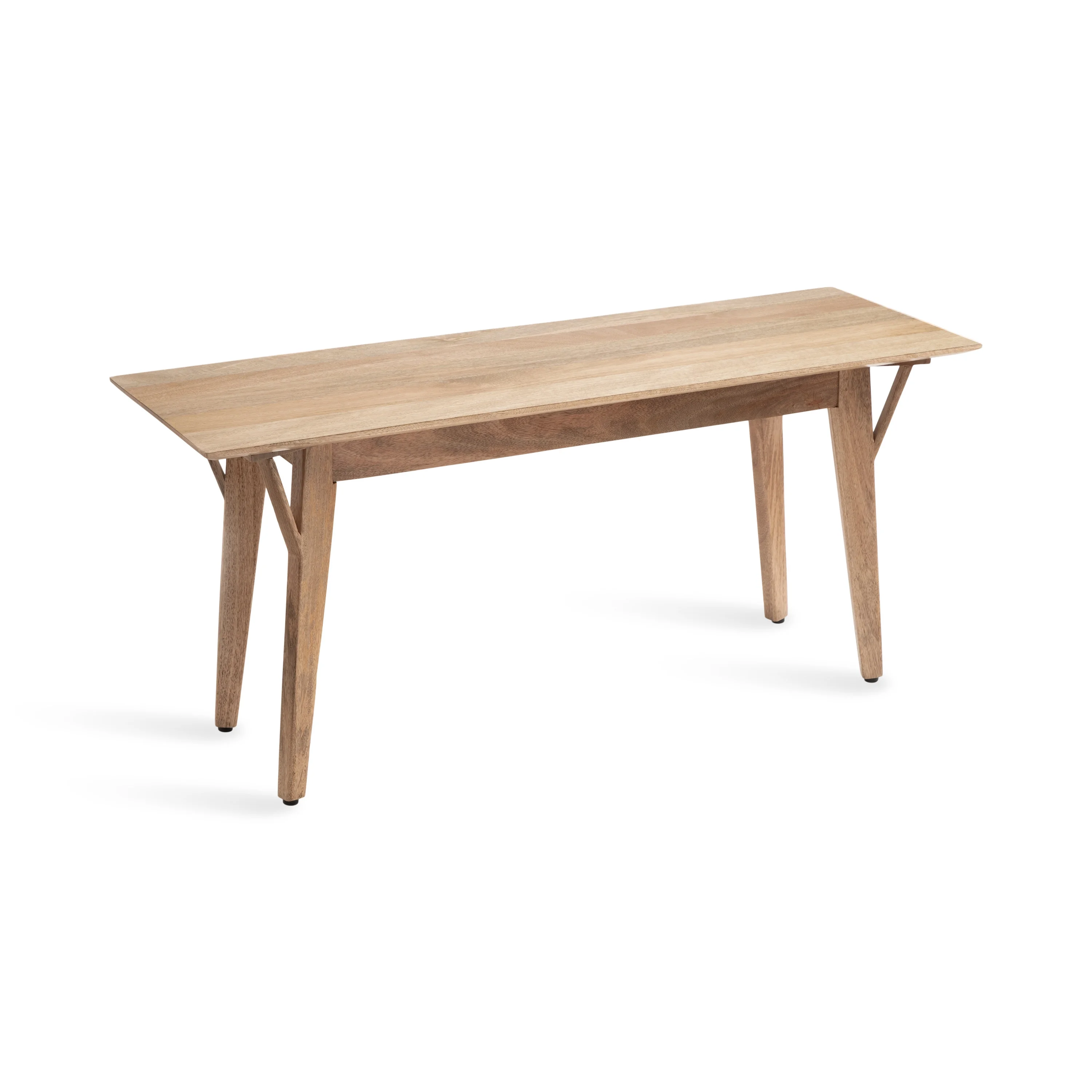 Kate and Laurel McCutcheon Mid-Century Rectangle Wooden Bench, 42 x 14 x 18, Natural Brown, Living Room Wood Bench for Display, Seating