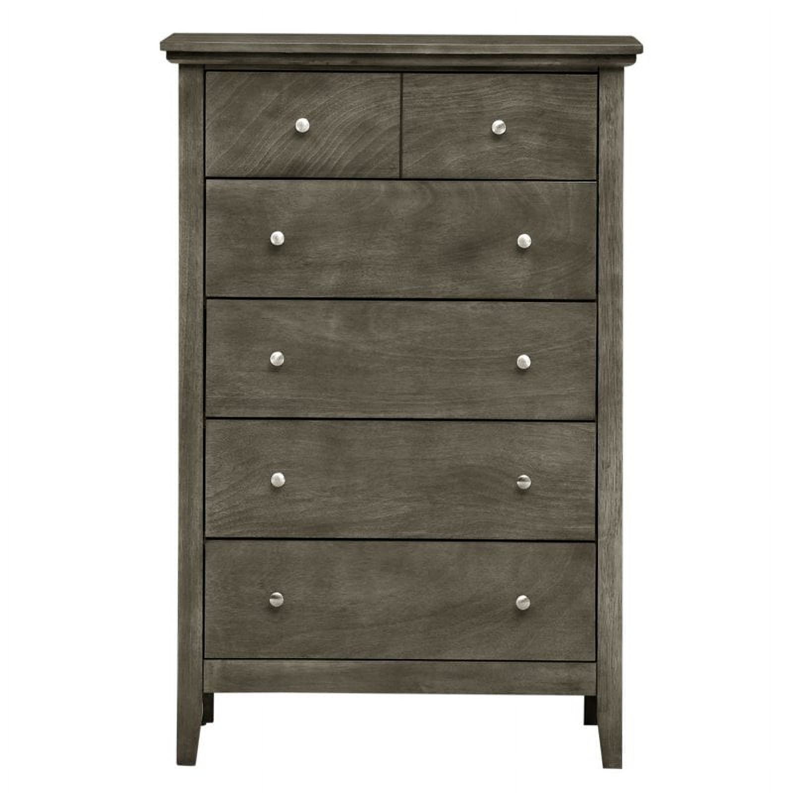 Home Square 3-Piece Set with King Bed 5-Drawer Chest and Nightstand in Gray