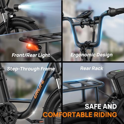 URLIFE Electric Bike for Adults, 1000W Peak Motor Ebike, 48V 13Ah Removable Battery, 28MPH,80 Miles Max