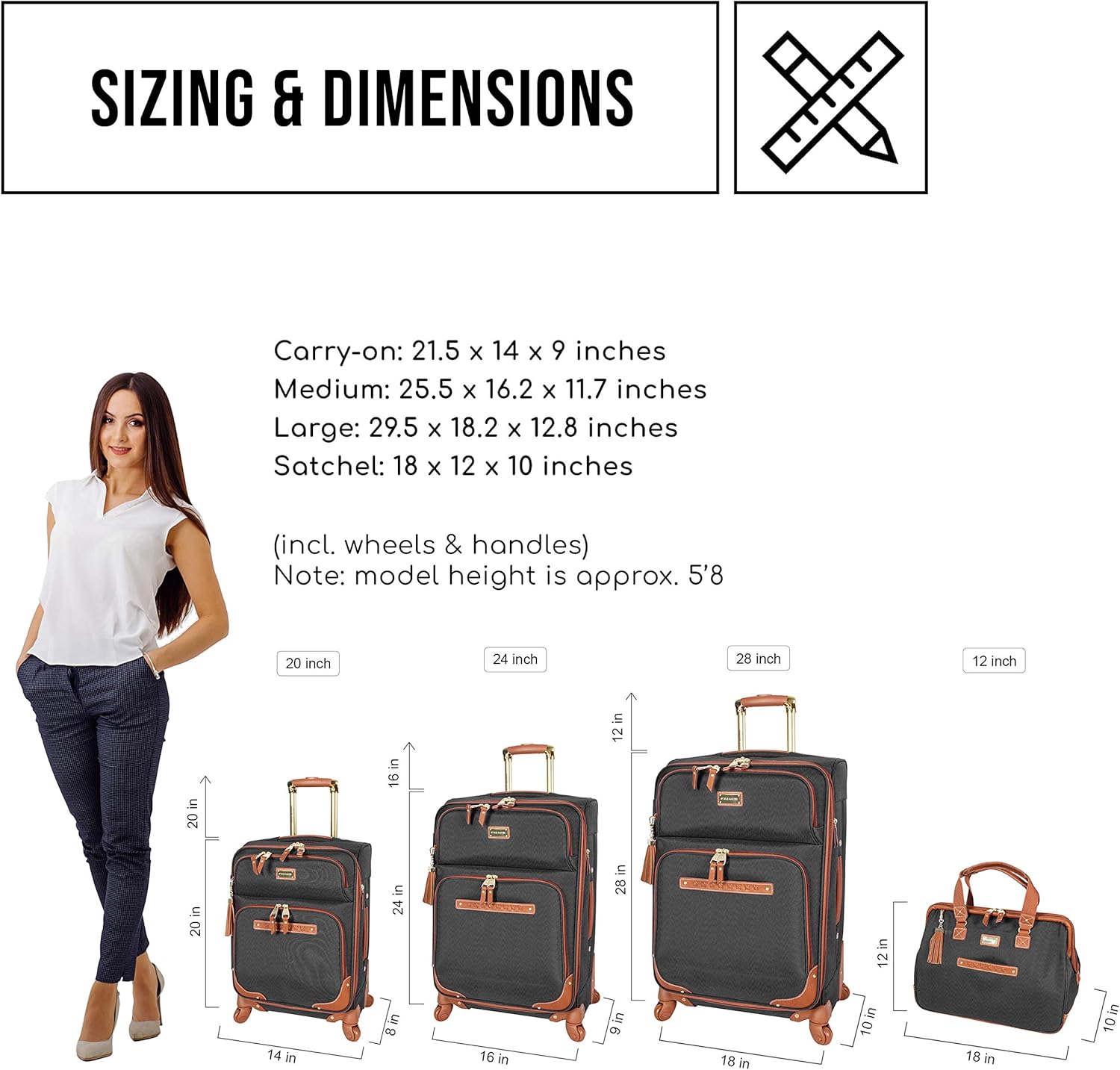 Steve Madden Designer Luggage Collection - Lightweight Softside Expandable Suitcase for Men & Women