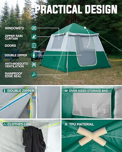 14.1'x6.5'x9' Inflatable Tents for Camping, Portable 6/8/10 Person Blow Up Air Tent