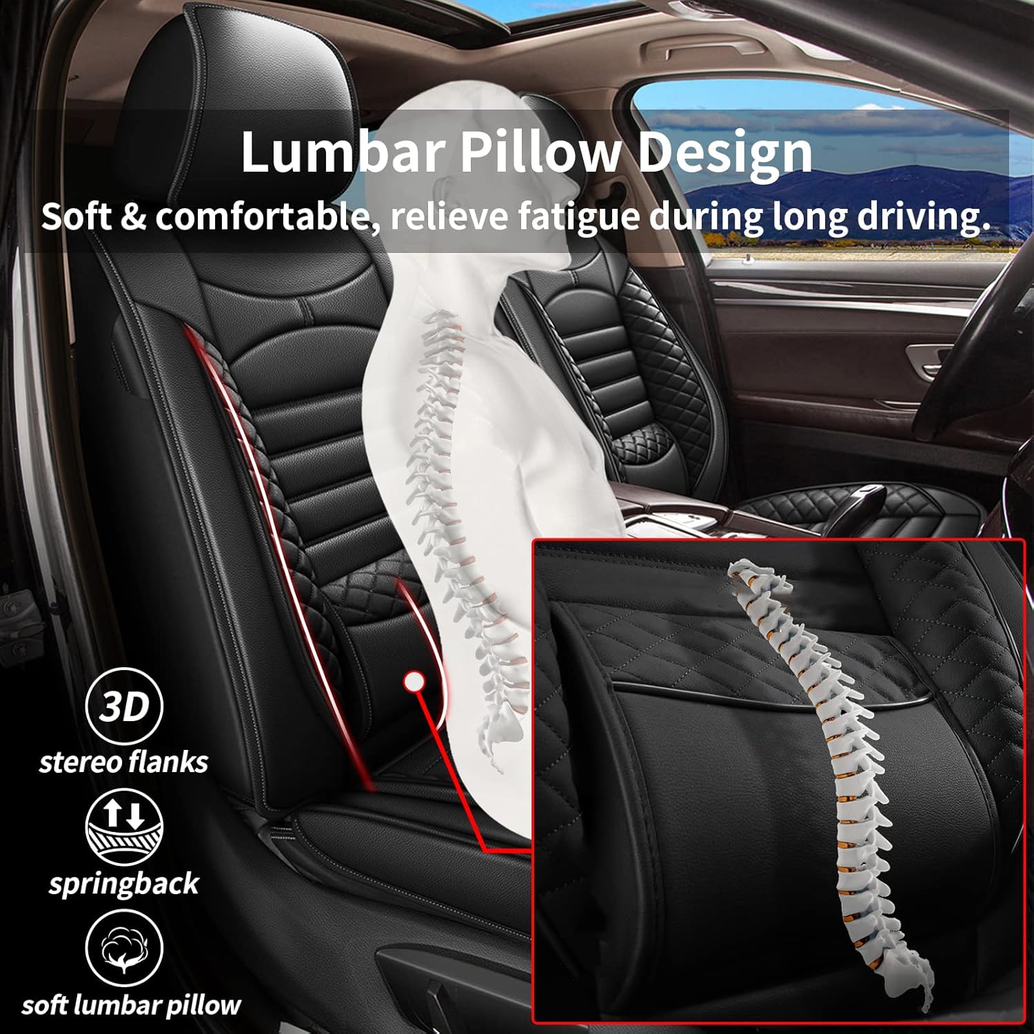 JIAMAOXIN Car Seat Covers Custom Fit for Toyota Tacoma 2007-2022 Waterproof Faux Leather Car Seat Cushion Protector Compatible Airbag Black (Only for