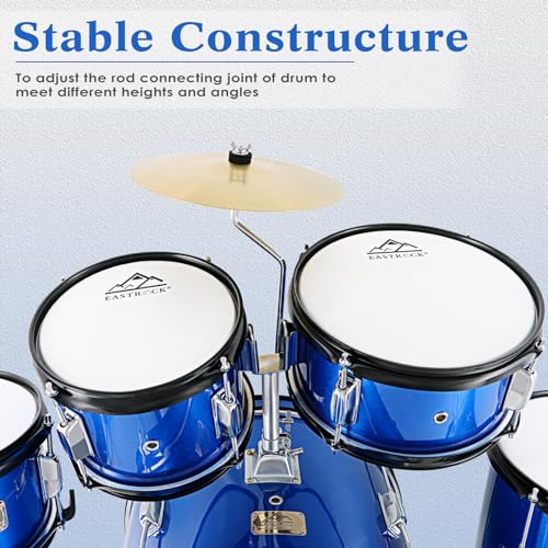 EASTROCK Kids Drum Set, 5-Piece 16 Inches Junior Drum Sets for Kids, Drummer, Beginner Youth Drumset for 7-12 Years Old with Throne,Cymbal,Pedal