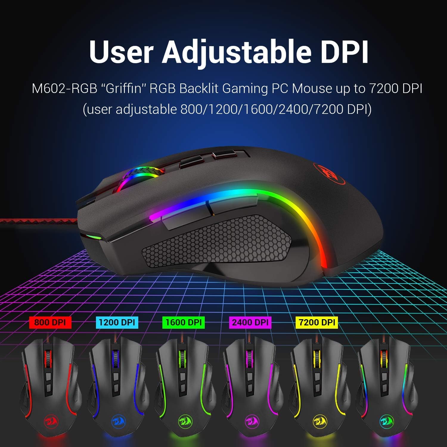 Redragon K551-RGB-BA Mechanical Gaming Keyboard and Mouse Combo Wired RGB LED Backlit 104 Key Keyboard & 7200 DPI Mouse for Windows PC Gamers (104