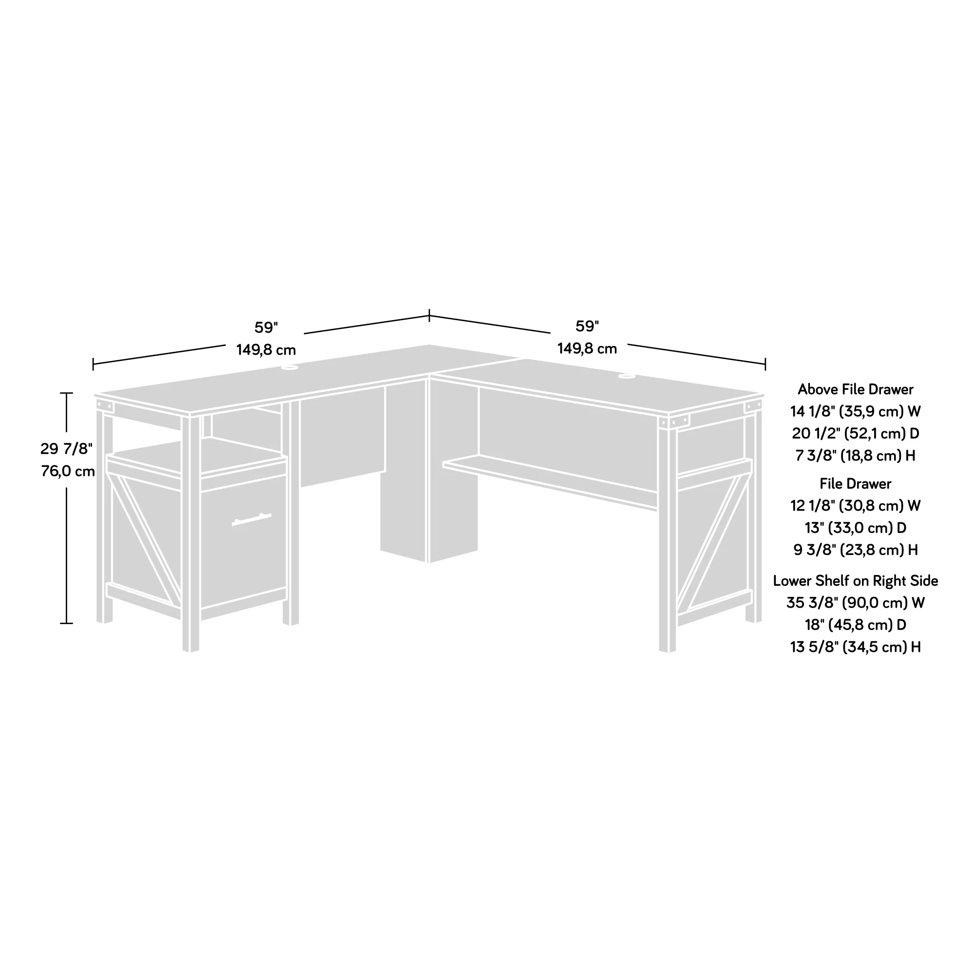 Sauder Saddler Way L-Shape Computer Desk with File Drawer, Orchard Oak Finish