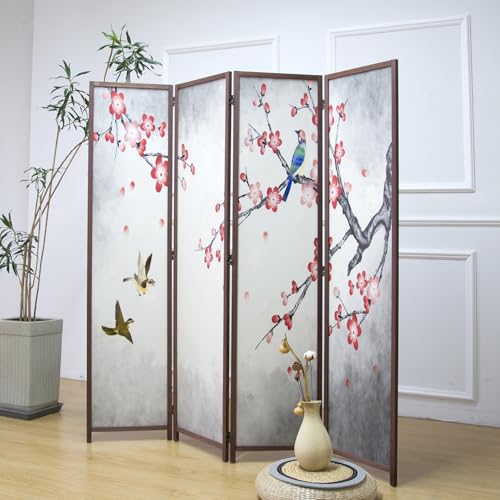 6 Panel Room Divider Screen,Double Faced Room Divider Folding Wall Divider for Room Separation,Mountains and Waters Landscape,67" H x 94.5" W