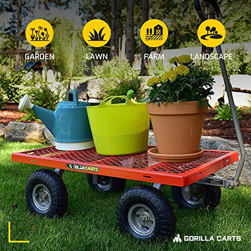 Gorilla Carts Steel Utility Wagon w/ Removable Side Panels, 1000 lb Capacity, Gray