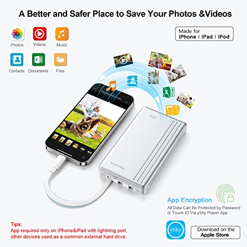MFi Certified 2TB External Hard Drive for iPhone iPad MacBook Computer