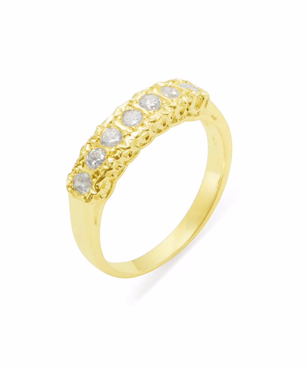 LBG British Made 14k Yellow Gold Natural Diamond Womens Eternity Ring - 33 size options - Size 10