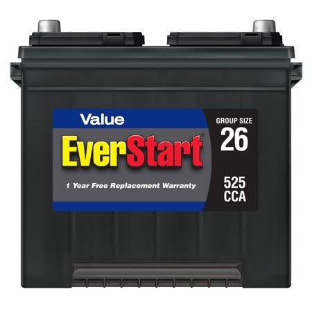 Everstart Value Lead Acid Automotive Battery, Group Size 26r (12 Volt / 540 Cca)