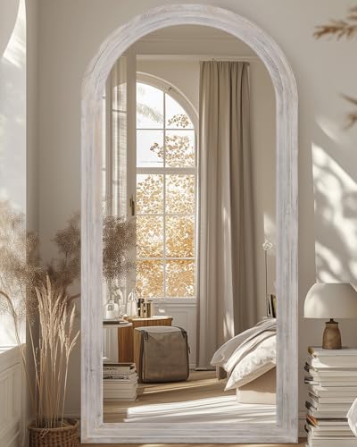 Full Length Mirror, 71"×32" Wooden Mirror Full Length with Stand Wood Floor Mirror, Oversized Stand Up Mirrors Large Wall Mirrors