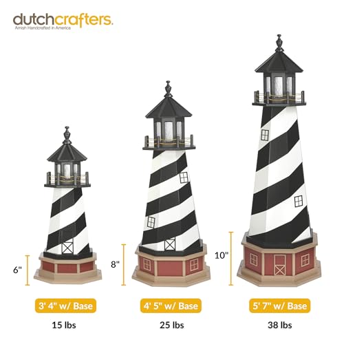 Cape Hatteras, NC Solar Lighthouse with LED Dusk to Dawn Lights, Outdoor Statues for Garden, Solar Lights Outdoor Waterproof Patio Decor