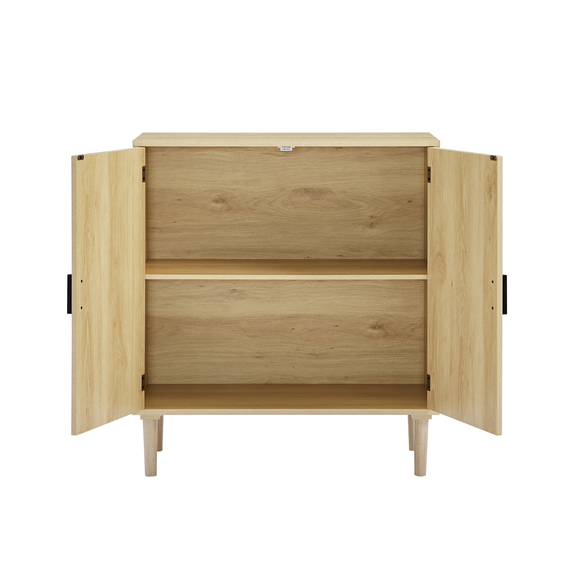 Modern Style Kitchen Storage Cabinet with Rattan Decorative Doors, Buffet, Natural, 31.5''W x 15.8''D x 34.6H.