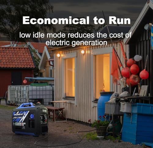 DK 5000W Gas Inverter Generator, Electric Start, 120V 240V Full Power Output, Dual or Tri-fuel Conversion Possible, Wheel & Handle Kit