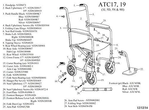 Drive Medical Deluxe Lightweight Aluminum Transport Wheelchair, Red, 17x22