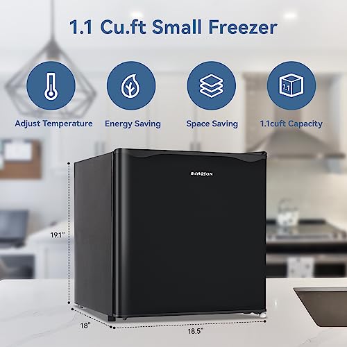 BANGSON Upright Freezer,1.1Cu.ft Mini Freezer with Removable Shelf, Single Door Compact Mini Freezer