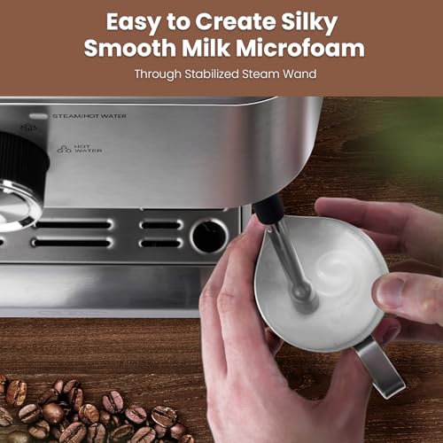Gevi EzBru 1000 Commercial Espresso Machine, Barista Espresso Maker with Adjustable Temperature and Shot Volume, 2.2L Large Tank
