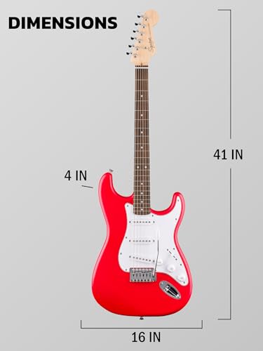 Fender Squier Stratocaster - Torino Red Bundle with Amplifier, Gig Bag, Strap, Instrument Cable, Picks, and Austin Bazaar Instructional DVD