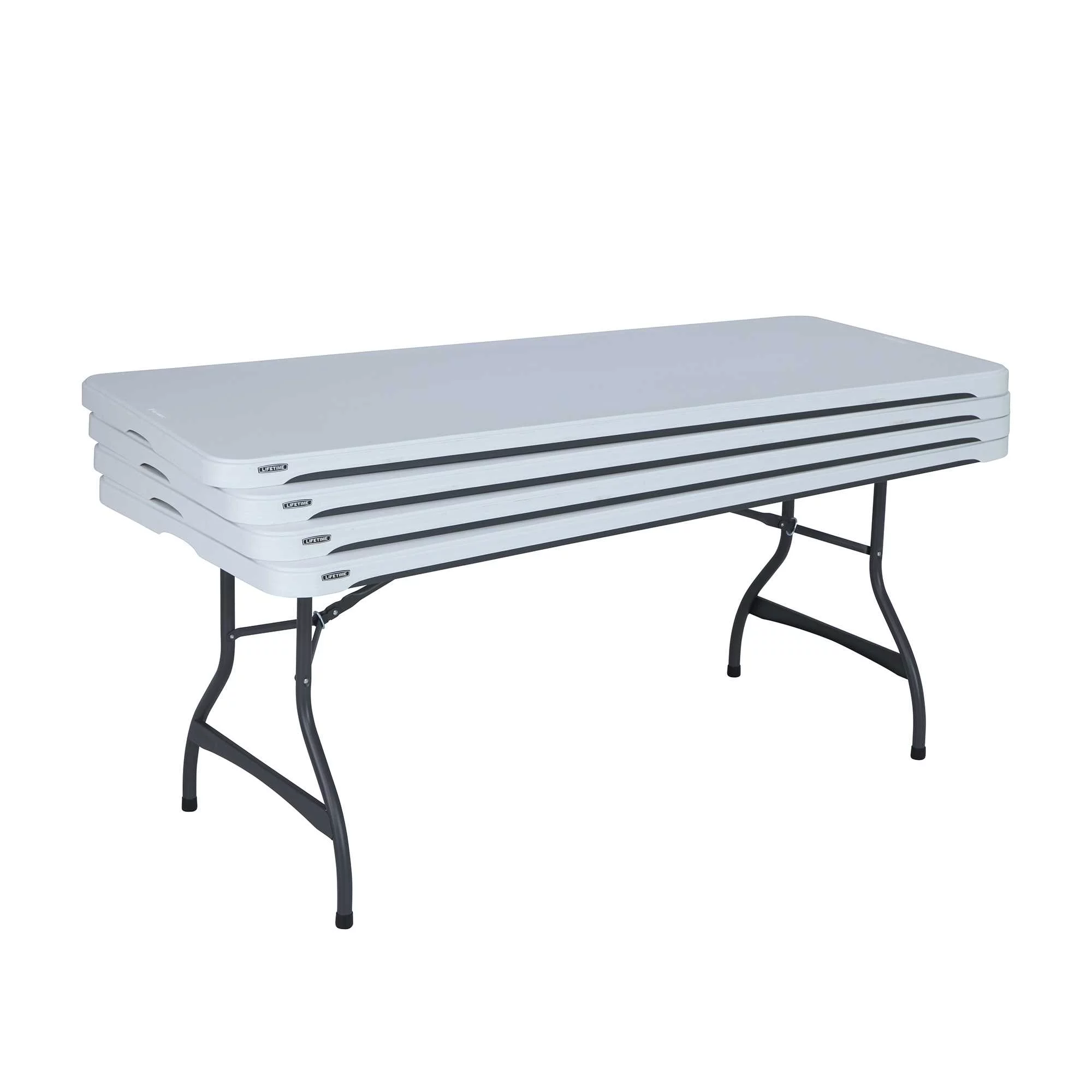 Lifetime 6 Foot Nesting Rectangle Folding Table, Indoor/Outdoor Commercial Grade, White Granite, Set of 4 (480272)