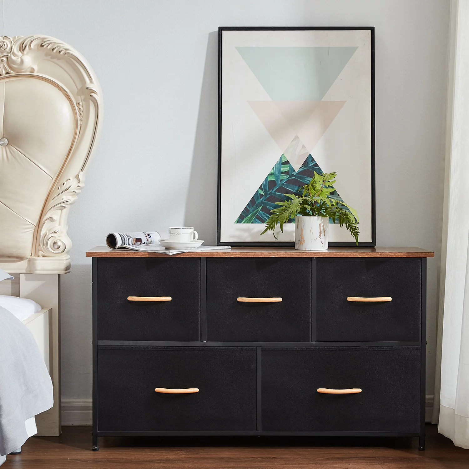 Dresser Storage Organizer, 5 Drawer Dresser Tower Unit for Bedroom Hallway Entryway Closets