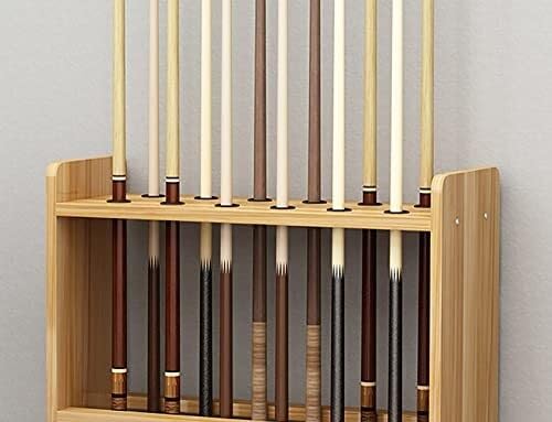 Teak Wooden Billiard Cue Rack Stand - Freestanding Pool Stick Holder for 12 Cues, Easy Assembly, Space-Saving Design for Home & Club Use