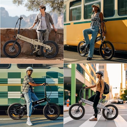 isinwheel U1 Electric Bike, 500W Motor, 20 mph, Folding Ebike, 14"/16"/20" Adults Electric Bicycles, 280.8Wh Battery, 25 Miles PAS Range, Black