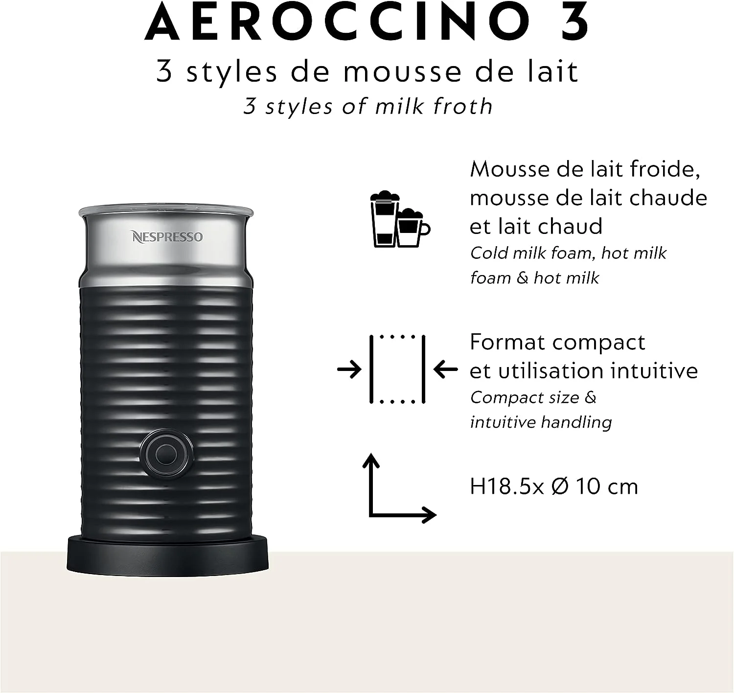 Nespresso Vertuo Coffee Espresso Machine Aeroccino Milk Frother De'Longhi Titan
