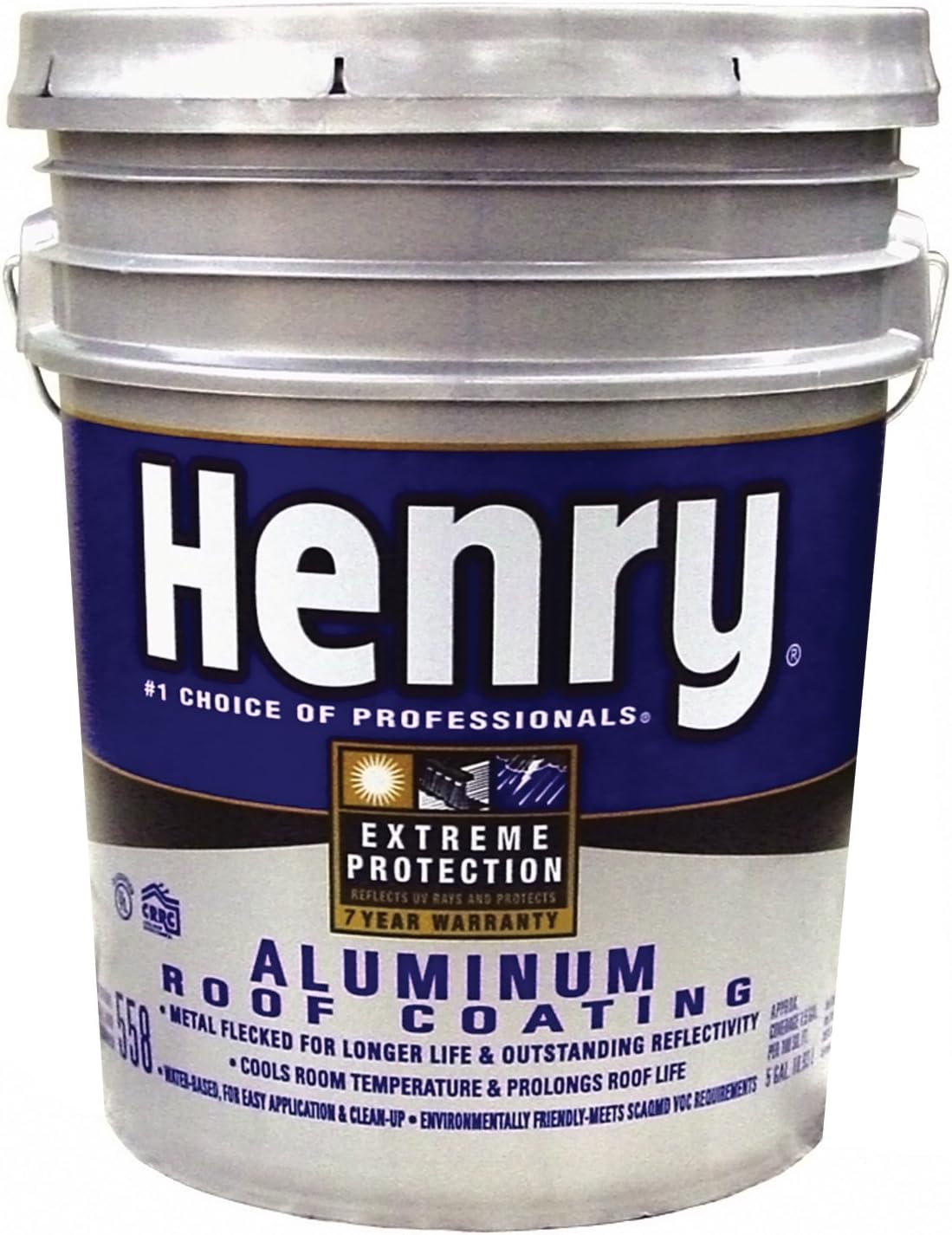 HENRY HE558178 Aluminum Roof Coating, 5 Gallon, Silver