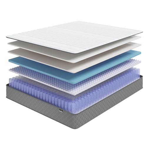Full Mattress, 12 Inch Full Size Mattress with Cooling-Gel Memory Foam &Pocket Spring Hybrid, CertiPUR-US Certified, Medium Firm