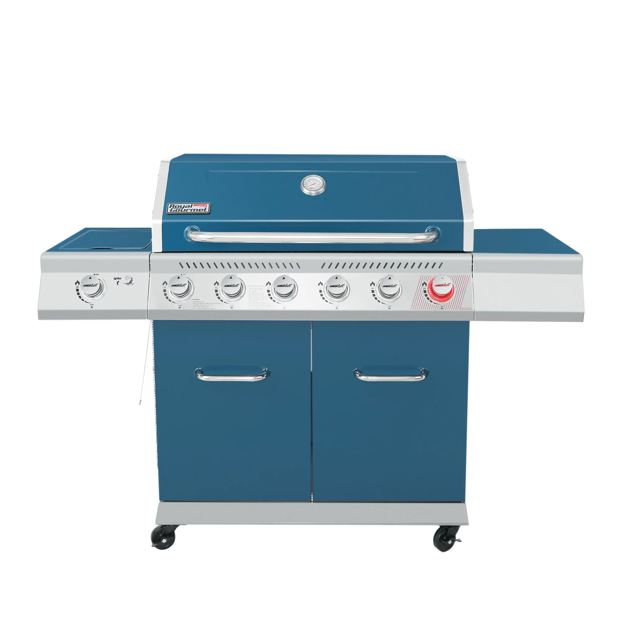 Royal Gourmet GA6402B 6-Burner BBQ Gas Grill with Sear Burner and Side Burner, 74,000 BTU - Radiant Selections