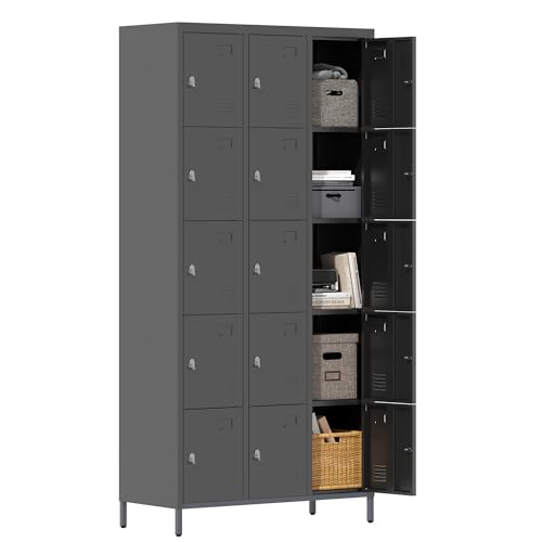 Metal Locker 3 Doors Storage Lockers for Employee,72" Tall Locker with Shelves and Hooks Steel Sports Locker for Office School Office Gym Home Garage