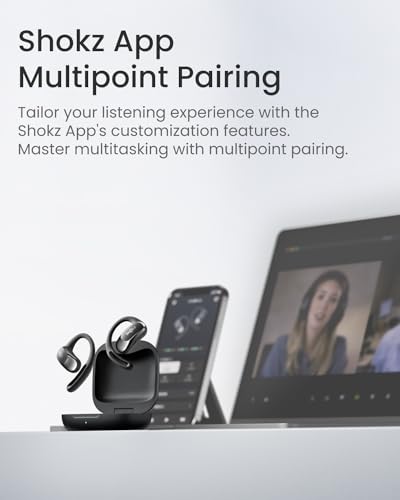 SHOKZ OpenFit Air - Open-Ear Headphones, True Wireless Earbuds, Water Resistant, Secure Earhooks for Daily Use, Black