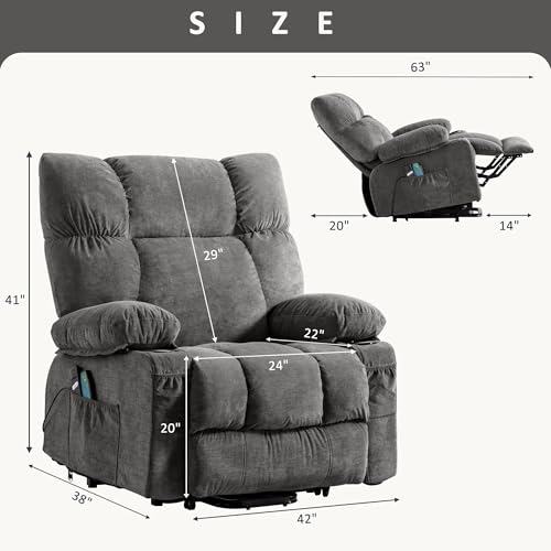 Power Lift Recliner Chair for Elderly,Recliner Massage Chair with Heat and Massage Recliner,Lift Chair Sofa with Infinite Position and Side Pocket
