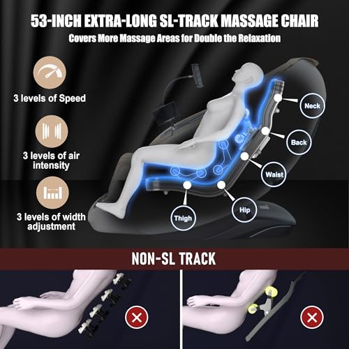 Massage Chair Full Body, 2025 Zero Gravity SL-Track Shiatsu Massage Recliner Chairs with 12 Auto Modes, Foot Rollers, Waist & Calf Heating