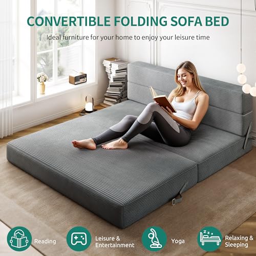 YITAHOME Convertible Folding Sofa Bed, Corduroy Fabric Fold Out Chair Bed