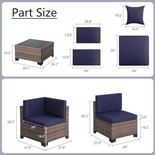 KIGOTY Patio Furniture Set 7 Pieces Conversation Sets, Outdoor Sectional Sofa