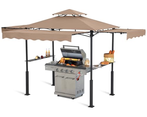 ABCCANOPY 8x5 Grill Gazebo - Outdoor BBQ Canopy Shelter with Led Light for Patio Backyard Grilling (Dark Gray)